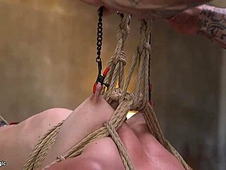 bound slave endures intense horizontal submission pounding