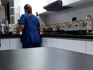 Kitchen employee convinced for wild passionate fuck part 1