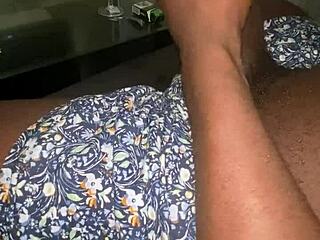 Stepdad wanks watching young babe spread pussy wide open