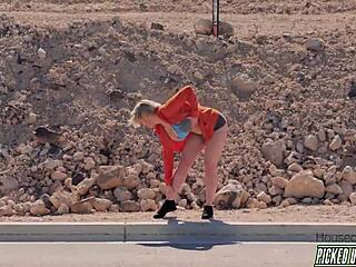 hitchhiker dee williams picked up for titty fuck blowjob and missionary pounding by huge cock fan