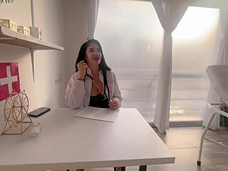 Hot latina nurse roxy seduces patient for facial cum explosion