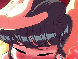 komi san's horny big tits bounce during monster cock blowjob