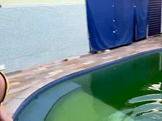 hot boss pays tiny poolboy with her wet pussy