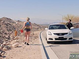 hitchhiker dee williams picked up for titty fuck blowjob and missionary pounding by huge cock fan
