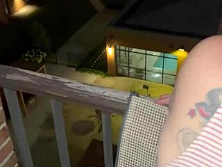 thrilling first outdoor fuck on hotel balcony bent over railing