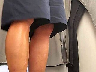 Public Handjob Masturbation in Fitting Room Cabine!