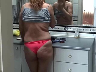 spying on hot mature blonde in bathroom prepping for steamy sex compilation