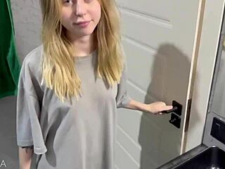 curvy blonde babe asks cum on face shaved pussy fingering homemade