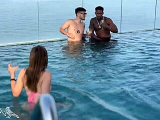 teen dp poolside with bbc and colombian stud 🔥🍑