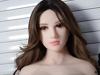 glamour fuck doll teases with silicone tits in casual play
