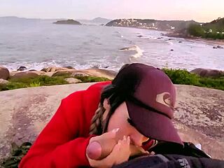 best public beach blowjob deepthroat cum in mouth closeup