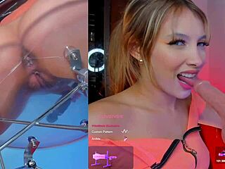 She Moans as Machine Sucks and Vibrator Thrills Pussy