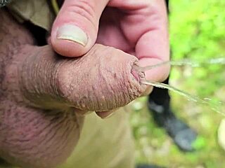 holding dick pee compilation wets fingers wildly!