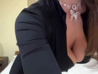 Stepsis's Big Tits Bounce as She Fingers Pussy Close-Up