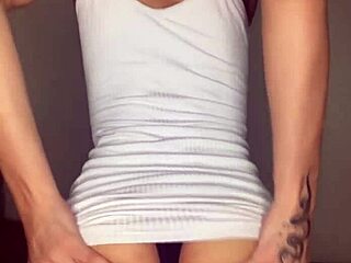 Watch this cute transex stroke her cock wildly?