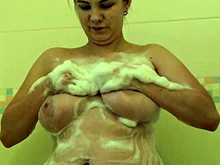 see this pretty milf big tits hairy pussy bath