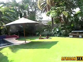 amateur ebony couple pounds pussy outdoors in wild interracial fuck