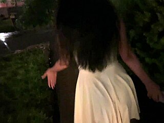 No buses left but milf rides cock sloppily outdoors!