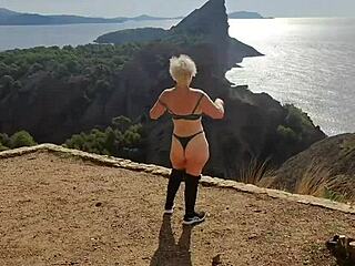 jaime flashes her milf ass and lingerie deep in wild nature