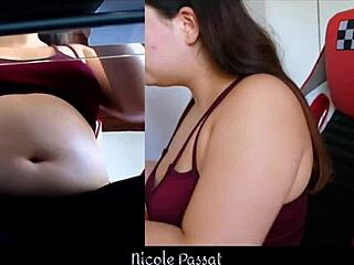 Chubby latina piggy teases belly while gaining weight