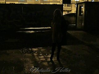 Autumn flashes big tits ass and shaved pussy naked strolling public outdoors!