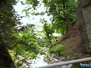public agent skinny russian fucked in public in pov