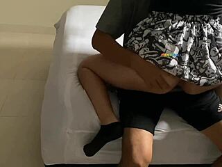 young brazilian babe in short skirt gets fucked without condom on camera