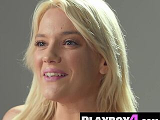Sexy blonde milf enjoys solo big boobs play
