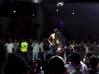 sexy colombian latina strips naked in salsa club on phone cam