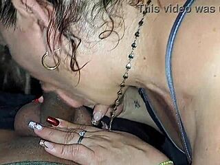 Mature blonde gives passionate blowjob in the car