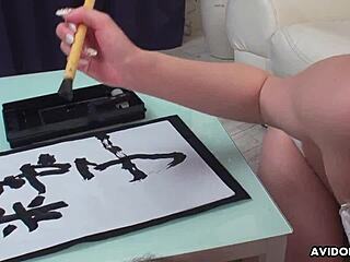 Japanese Girl Renka Shimizu Sucking Dick And Writes With A Pencil