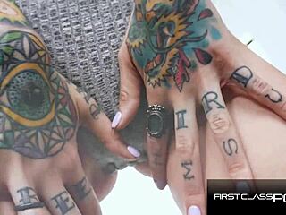 stunning tattooed vixen rocky emerson gets mouth fucked hard