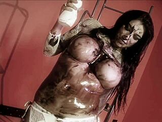 Messy chocolate play during intense session