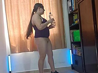 On Halloween Latina Wife Records Nude Workout