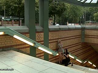 Pierced blonde gets taken outdoors publicly