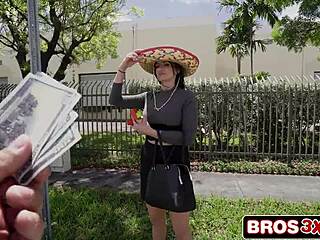 Cash lured brunette latina into bang bus for a screaming good time