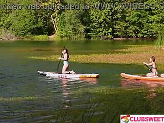 Three girls enjoy one sup at clubsweethearts