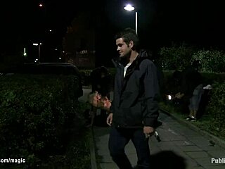 Pierced blonde gets taken outdoors publicly