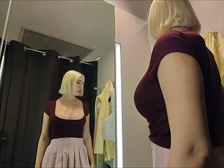 camera in the fitting room upskirt view flash pussy