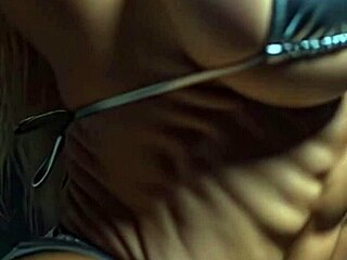 blonde bodybuilder tied up with handcuffs