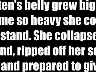 Pregnant woman shows off swollen lactating belly