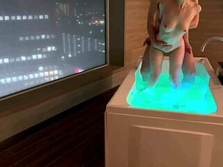 Personal Shooting Cute Santa Girl With Fair Skin Beautiful Breasts Sucked Like A Baby And Intense Raw Sex Standing Back In Hotel Bath With Night View