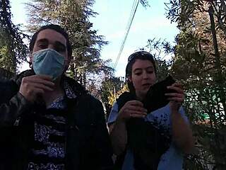 Public blowjob pov with cumshot in mouth