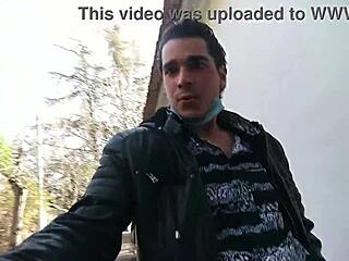 Public blowjob pov with cumshot in mouth