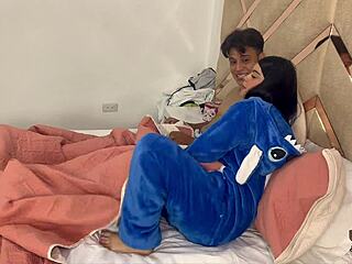 step bro unzips my stitch onesie to find no panties inside quiet dad is home