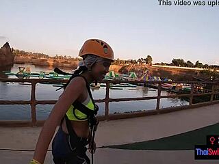 asian teen has amateur sex with boyfriend after waterpark fun