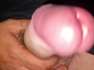amateur plays with big cock and shoots huge load close up