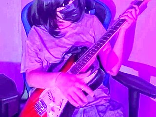 Emo teen plays with herself solo