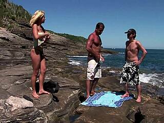 french blonde babe enjoys outdoor group session