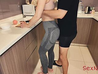 Curvy blonde milf swaps partners and rides hard for a creampie